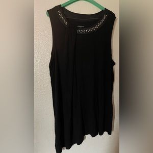 3X black sleeveless asymmetrical tunic